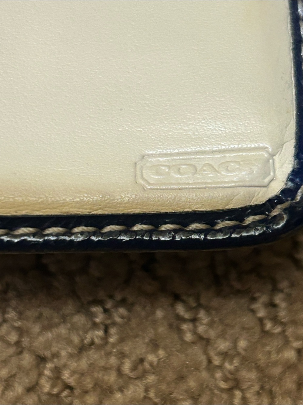 Coach Navy Orange White C Signature Zip Wallet. Like New. License window coin - Picture 6 of 8